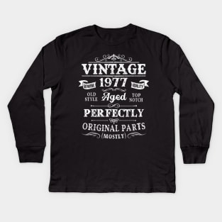 Vintage 1977 43rd Birthday Gift 43 Years Old Kids Long Sleeve T-Shirt